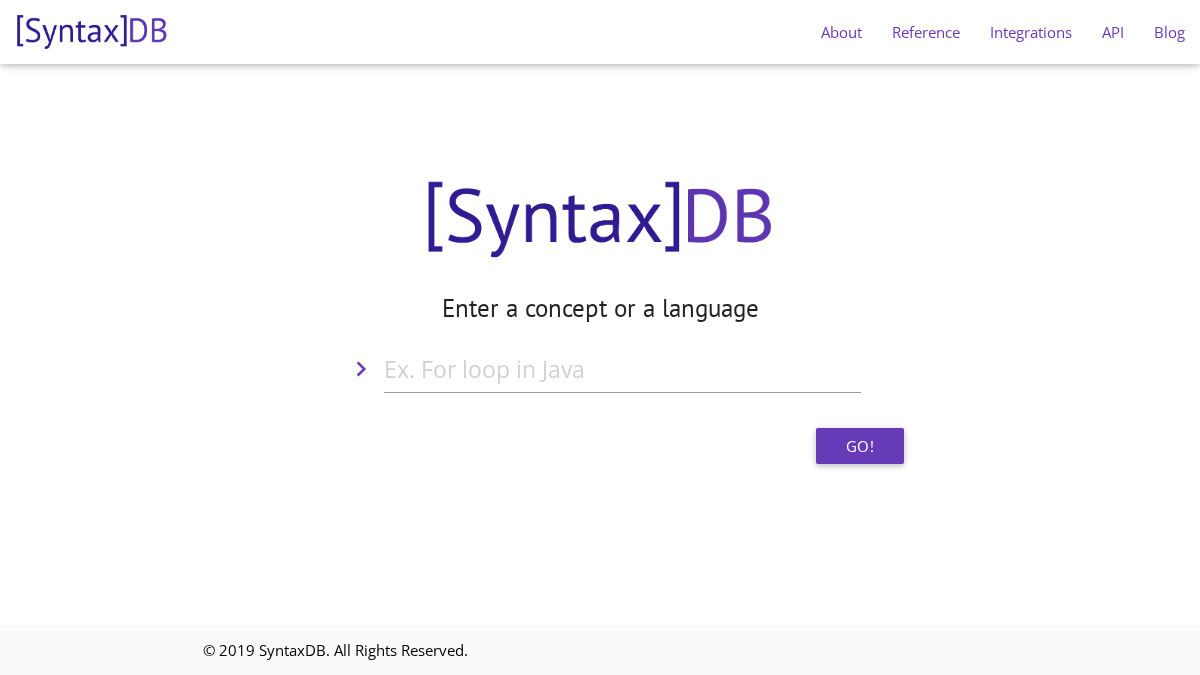 syntaxdb.com 官网首页截图