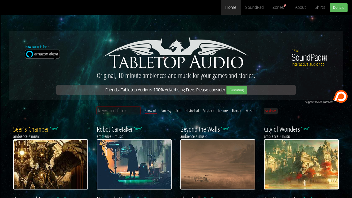 tabletopaudio.com 官网首页截图