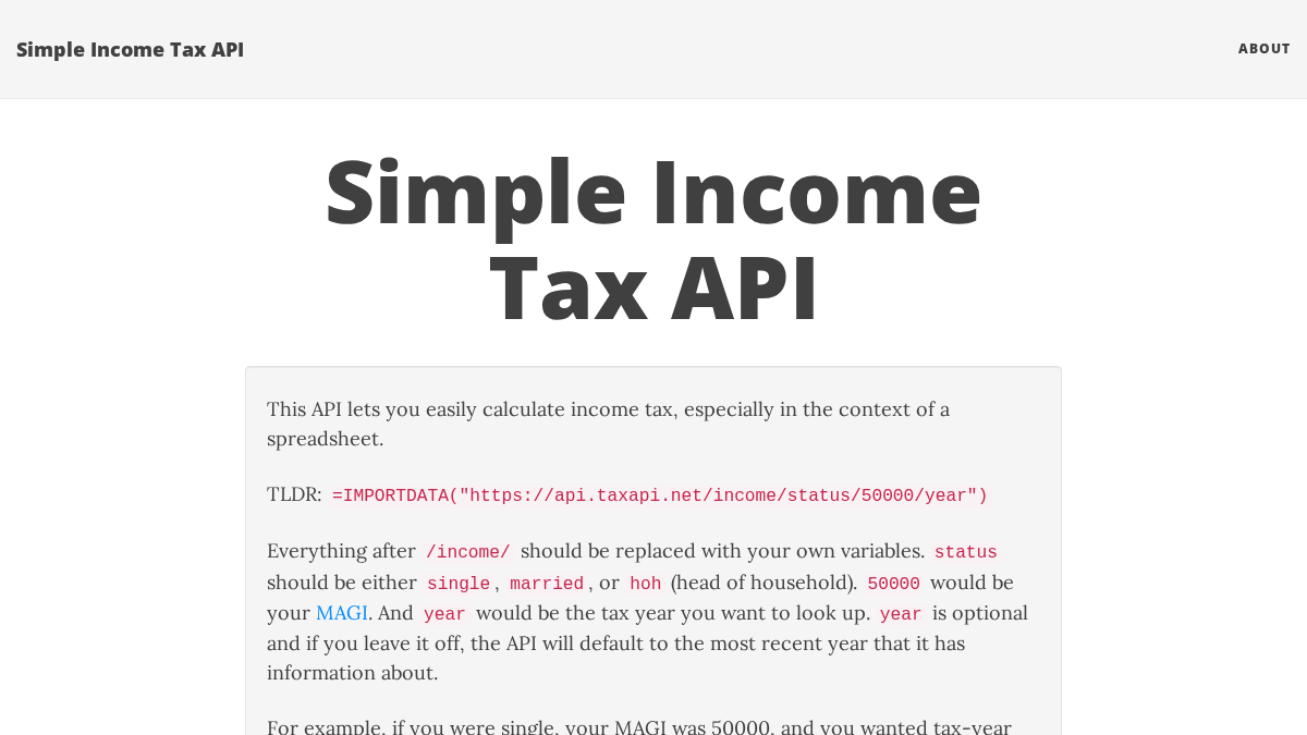 taxapi.net 官网首页截图