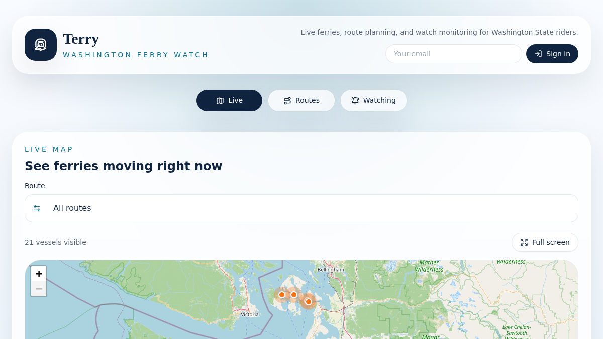 terryferry.com 官网首页截图