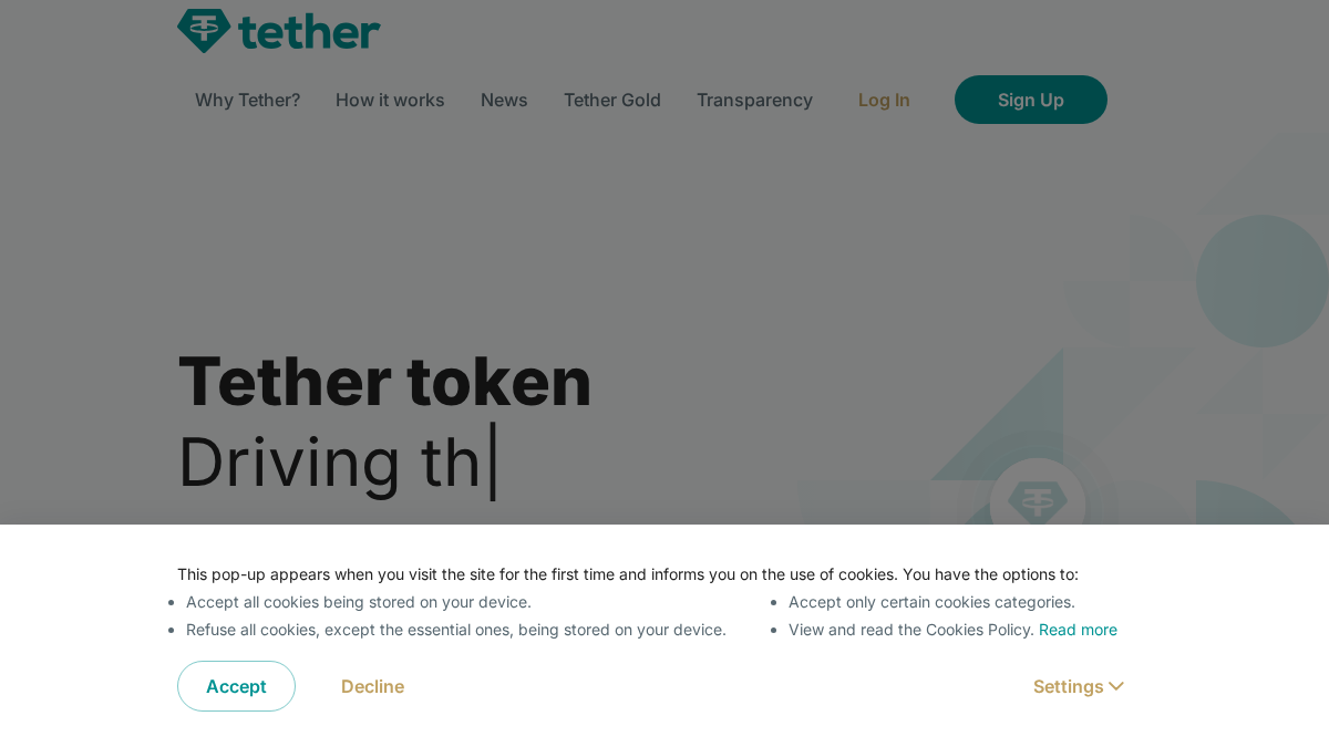 tether.to 官网首页截图