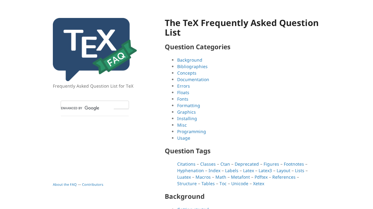 texfaq.org 官网首页截图