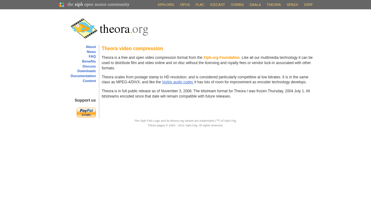 theora.org 官网首页截图