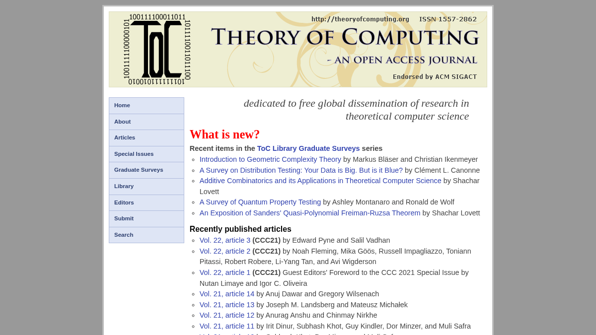 theoryofcomputing.org 官网首页截图