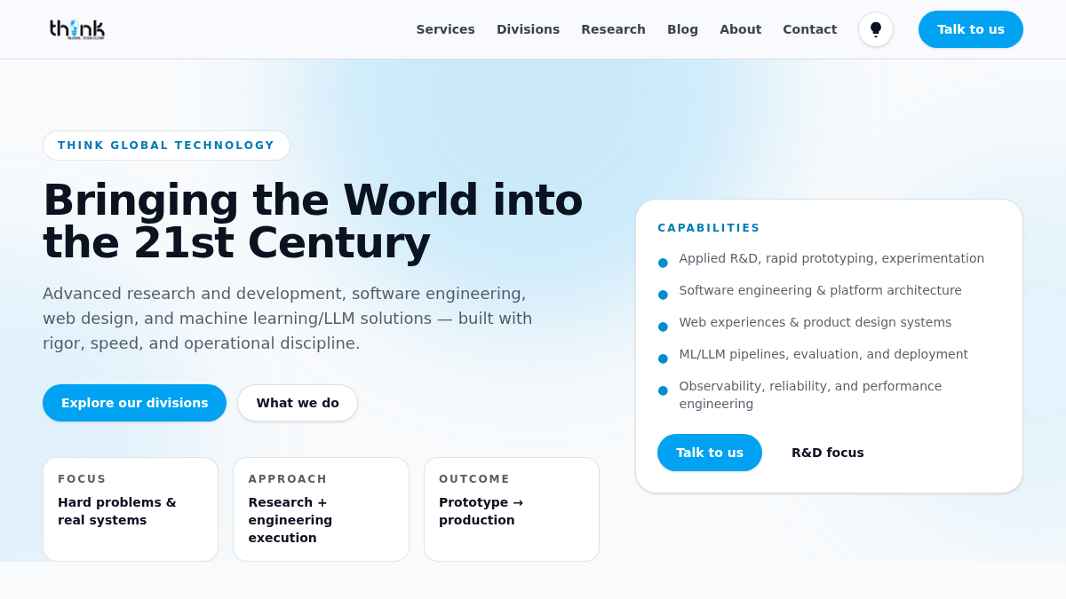 thinkglobaltech.com 官网首页截图