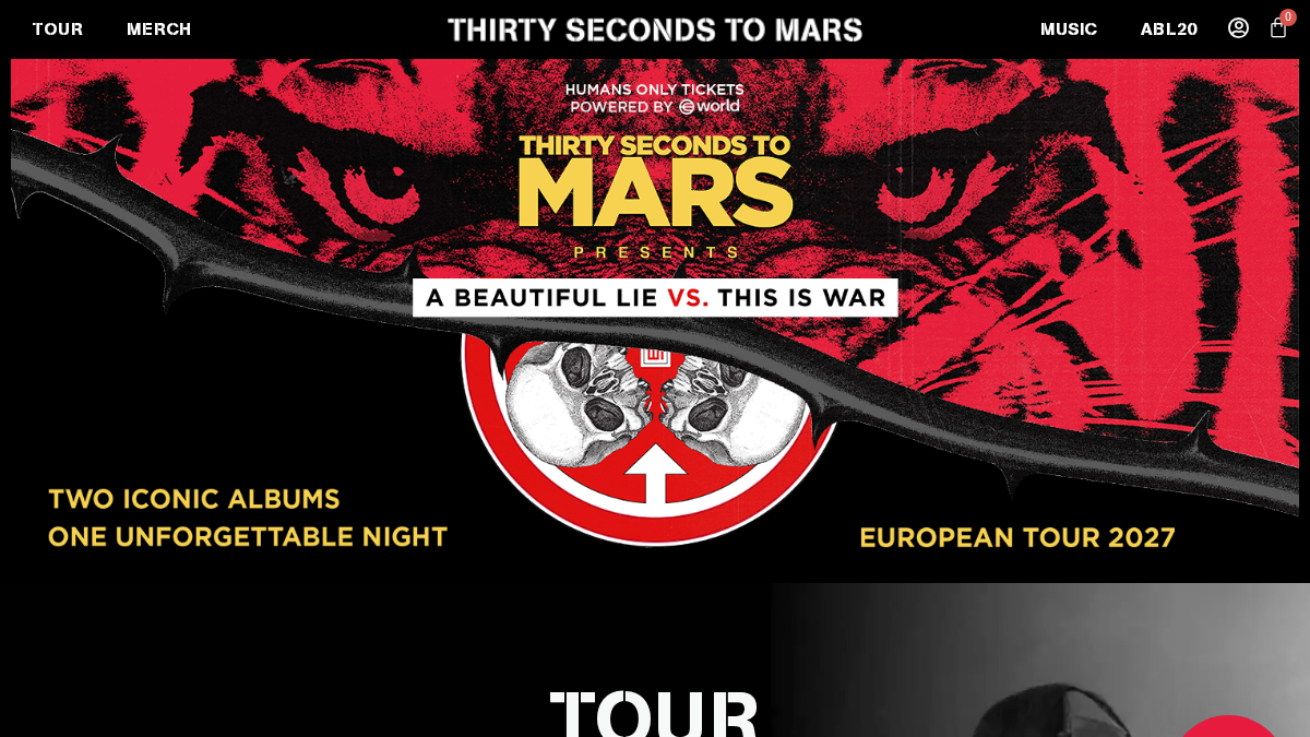 thirtysecondstomars.com 官网首页截图