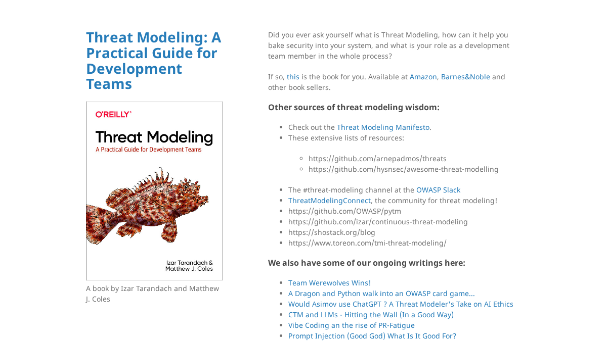 threatmodeling.dev 官网首页截图