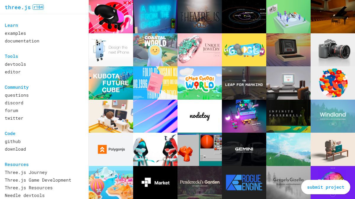 threejs.org 官网首页截图