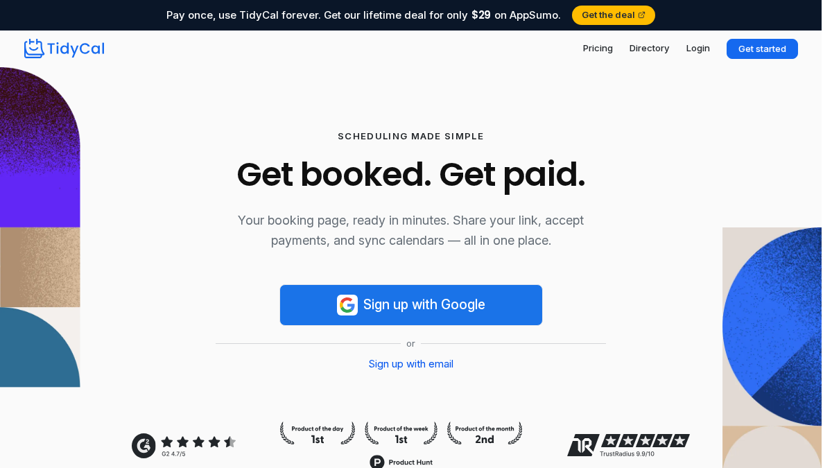 tidycal.com 官网首页截图