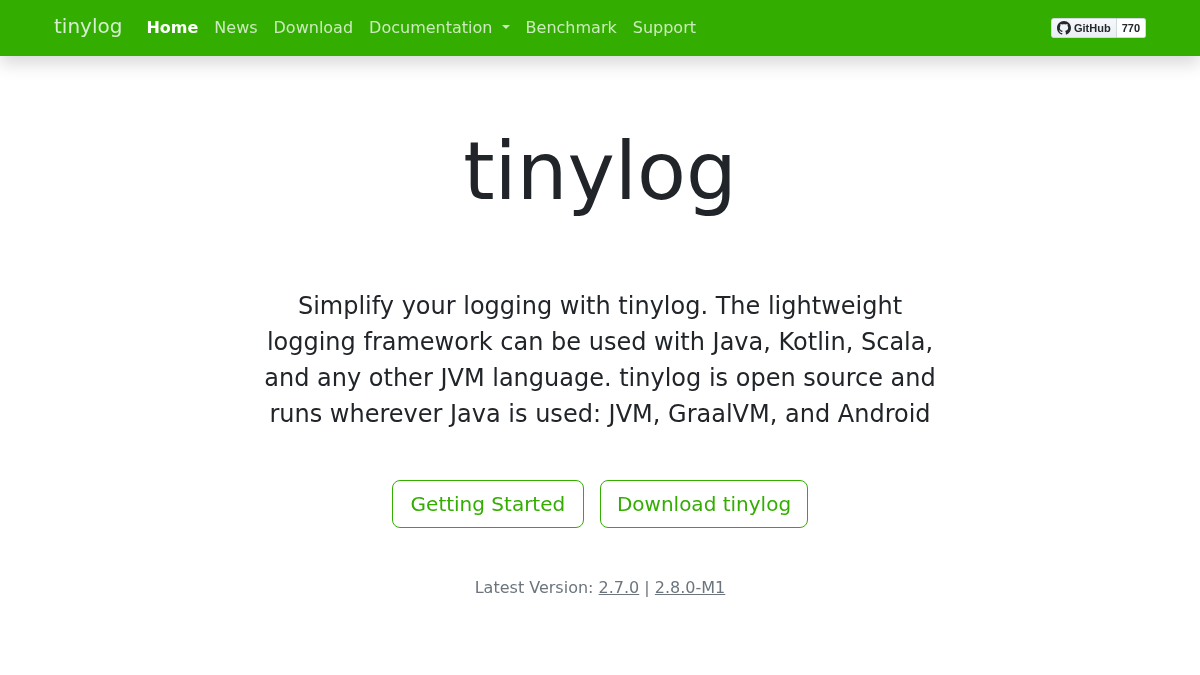 tinylog.org 官网首页截图