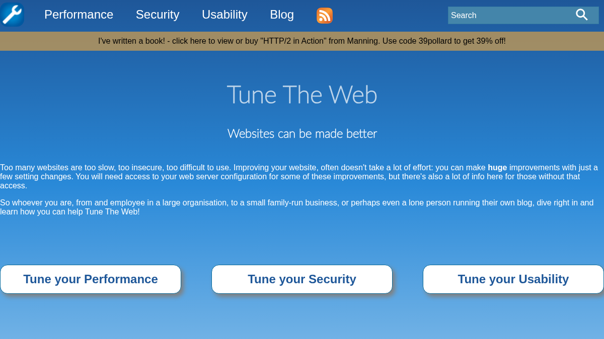 tunetheweb.com 官网首页截图