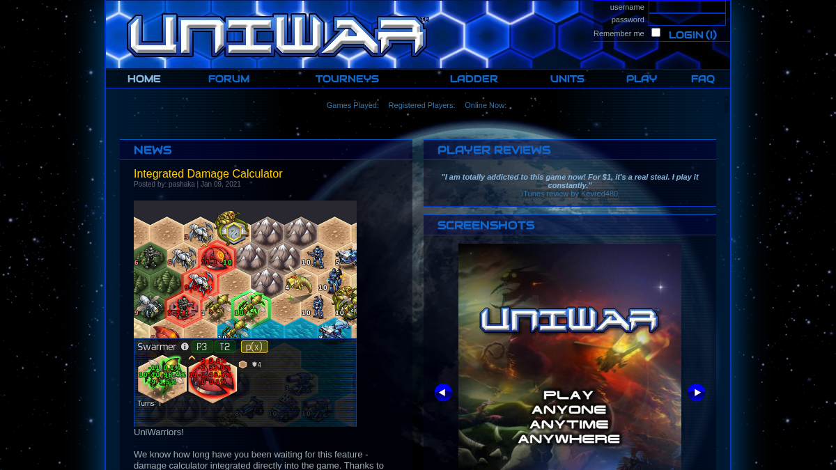 uniwar.com 官网首页截图