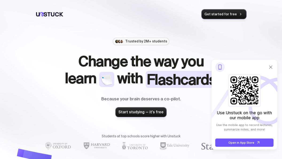 unstuckstudy.com 官网首页截图