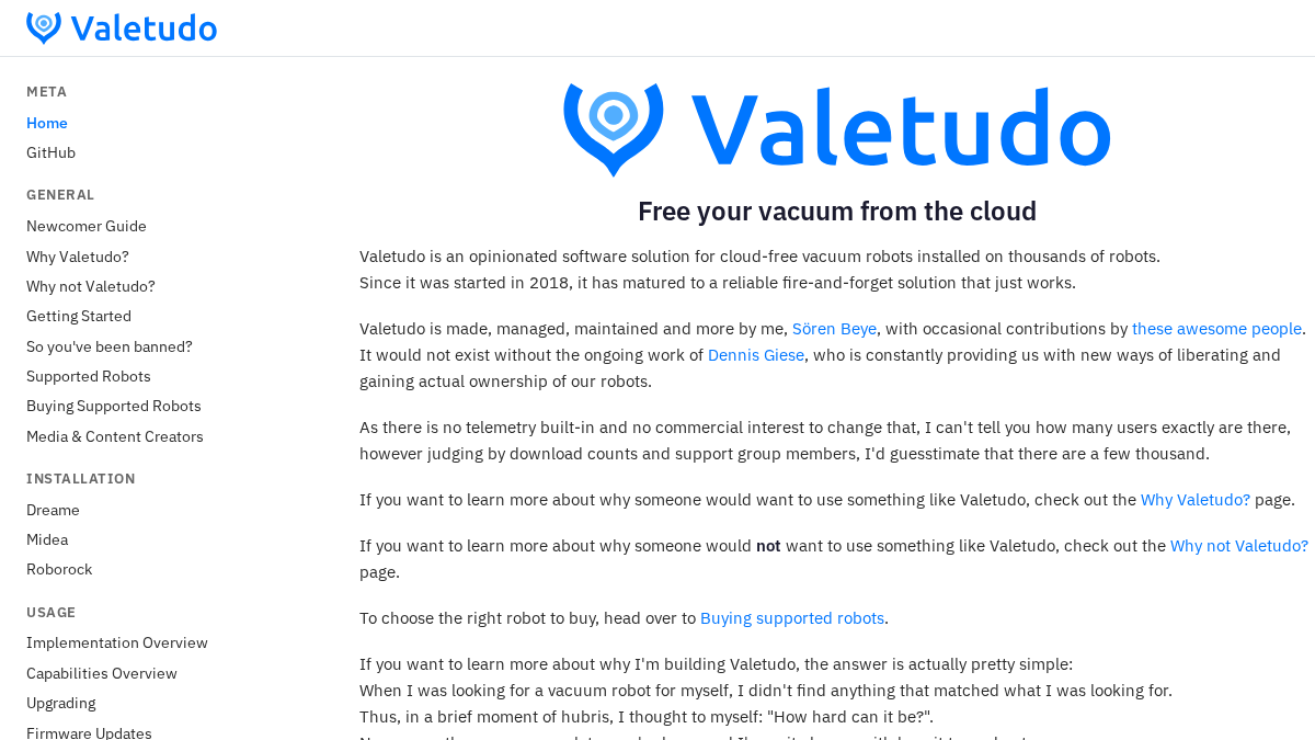 valetudo.cloud 官网首页截图
