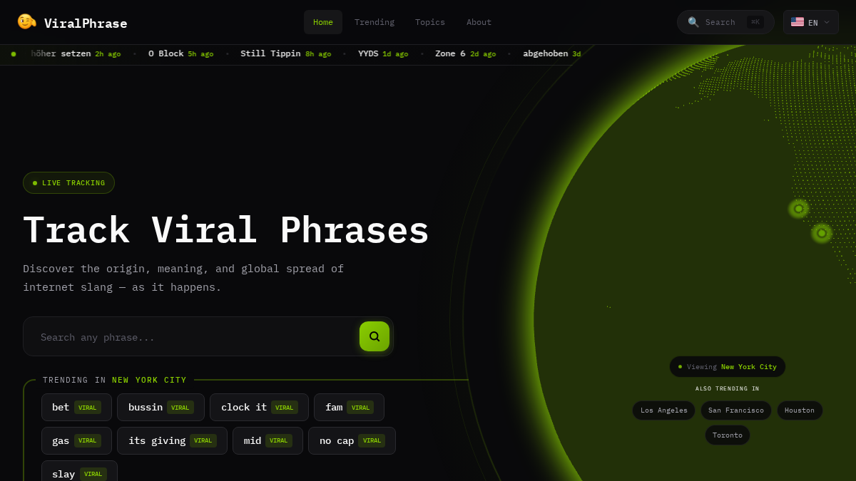 viralphrase.com 官网首页截图