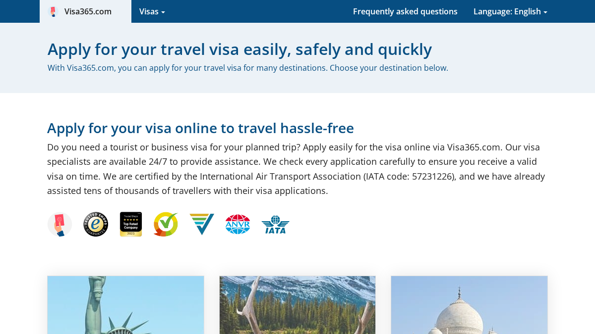 visa365.com 官网首页截图