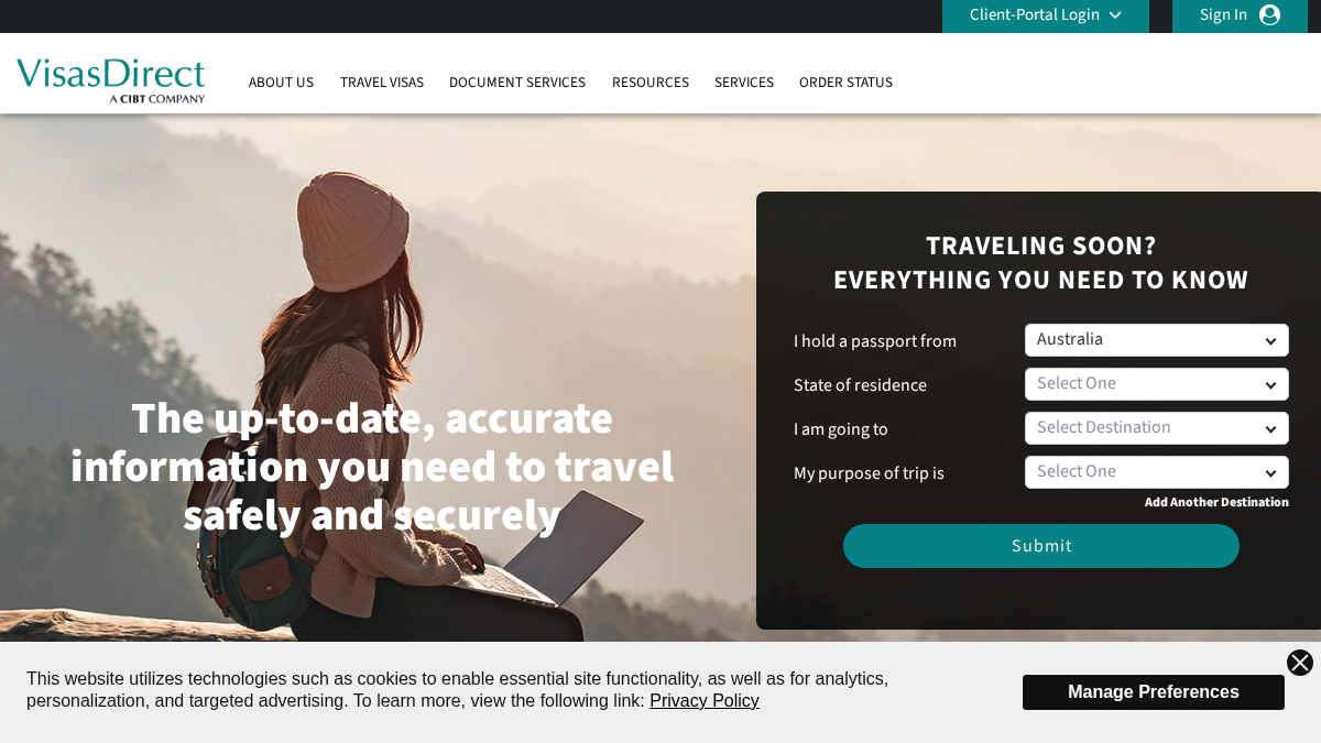 visadirect.com 官网首页截图