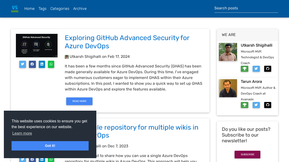 visualstudiogeeks.com 官网首页截图