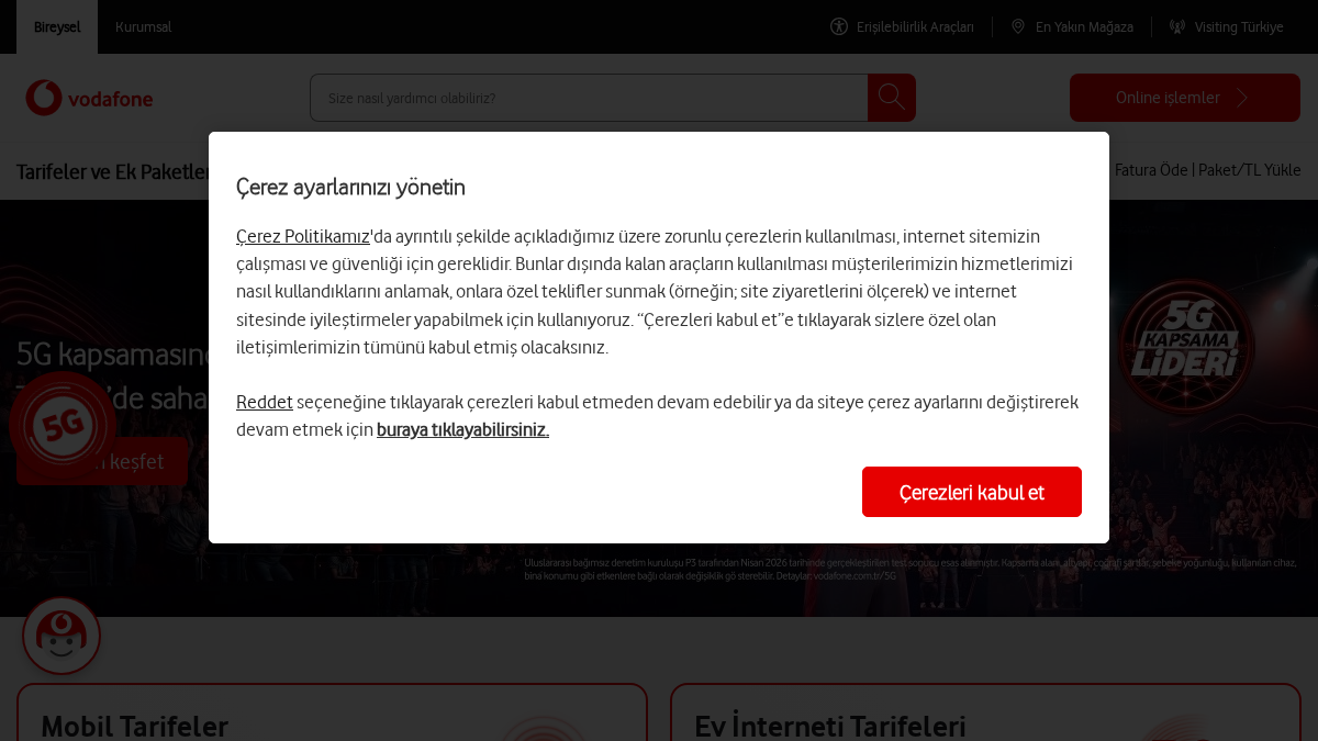 vodafone.com.tr 官网首页截图