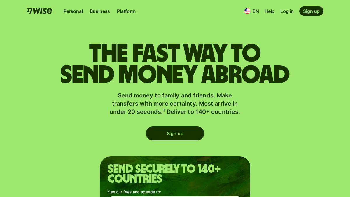 wise.com 官网首页截图