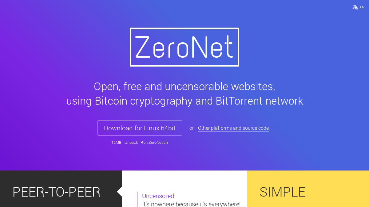 zeronet.io 官网首页截图